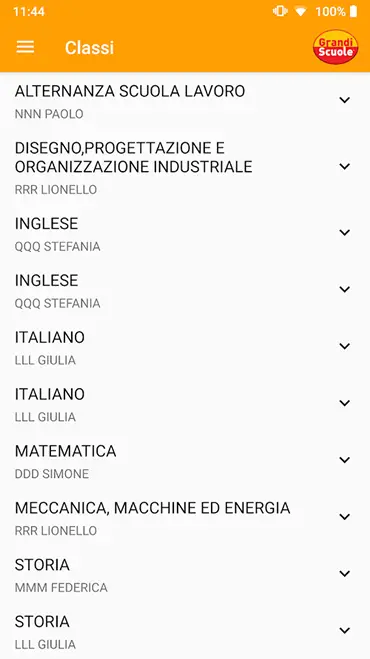 Terzo screen - app registro elettronico di Grandi Scuole